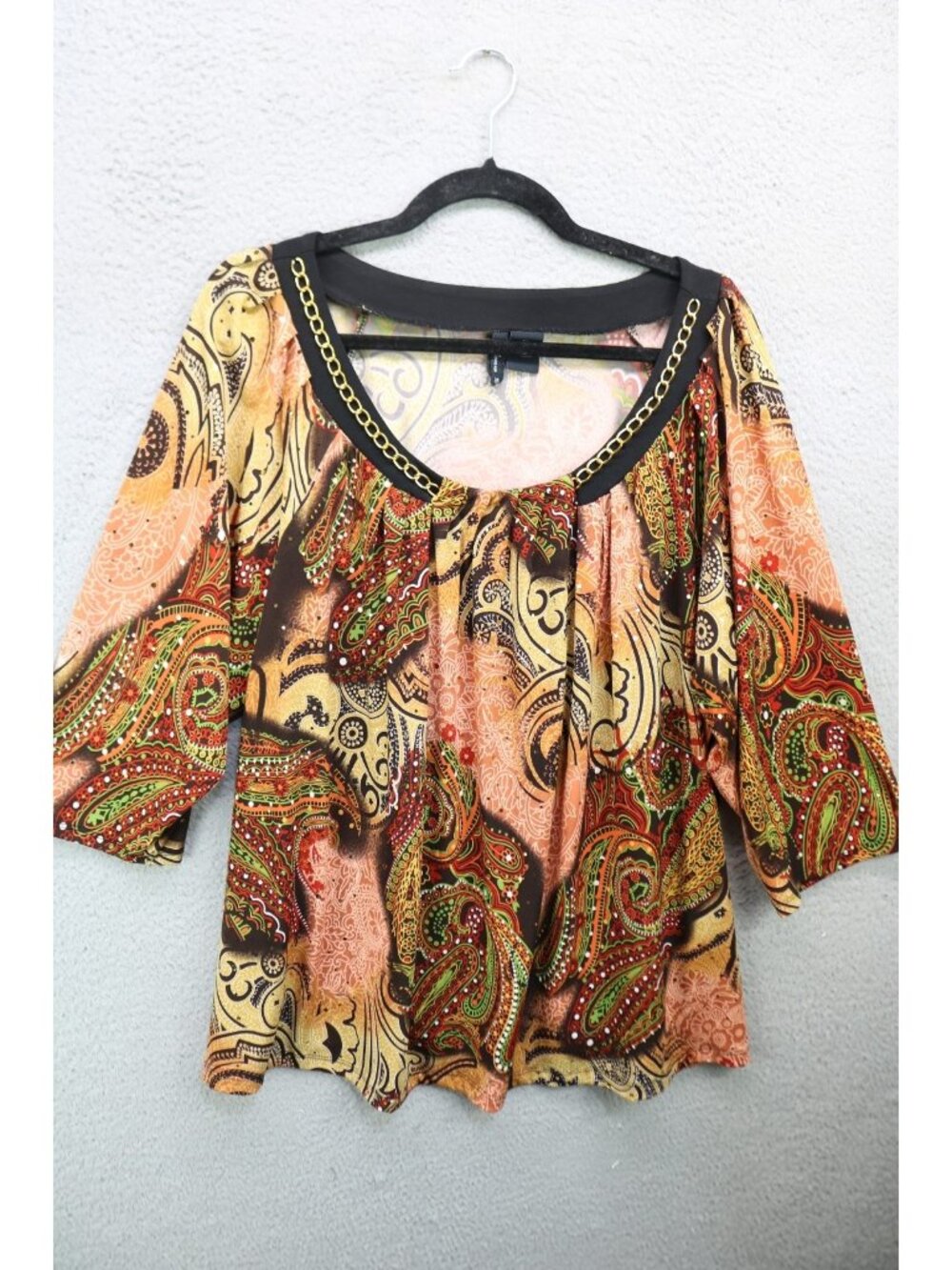 New Directions 3/4 Wide Sleeves-Chains-Sequins Tunic-3X-Office-Career-Business